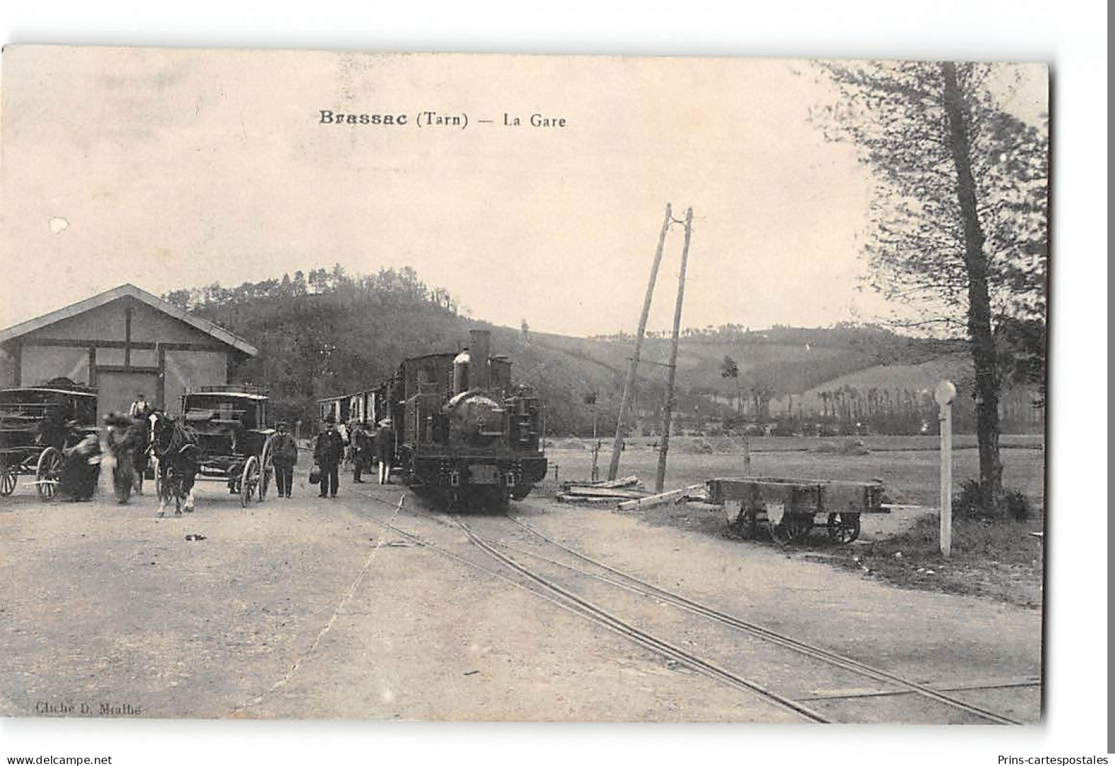 CPA 81 Brassac La Gare Et Le Train Tramway - Brassac