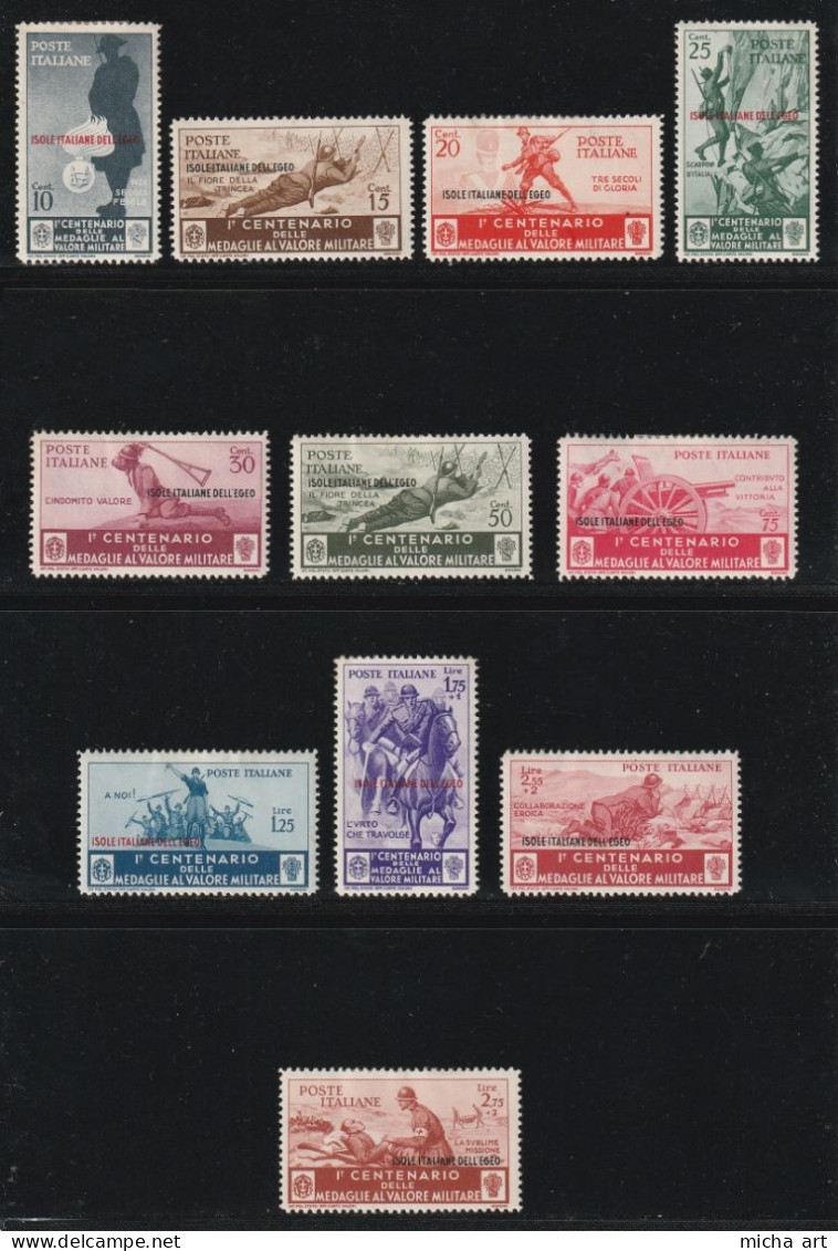 Italian Colonies Occupation Of Dodecanese Greece Aegean Islands - Egeo 1934 Military Medals - Medaglie Set MH (B389-24) - Ägäis