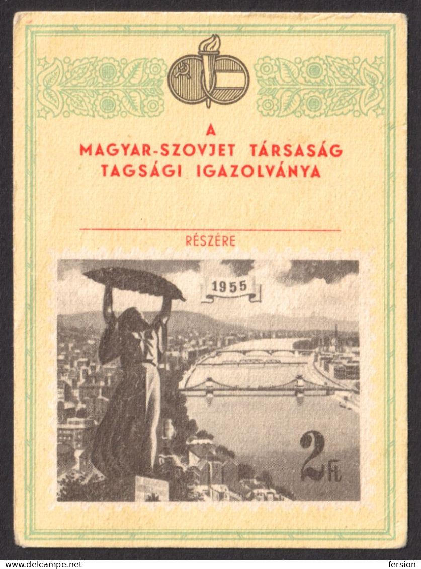 BRIDGE Bridges 1955 Soviet Russia CCCP Hungary Society - Membership Card Tax Cinderella Label Vignette Danube River - Sonstige & Ohne Zuordnung