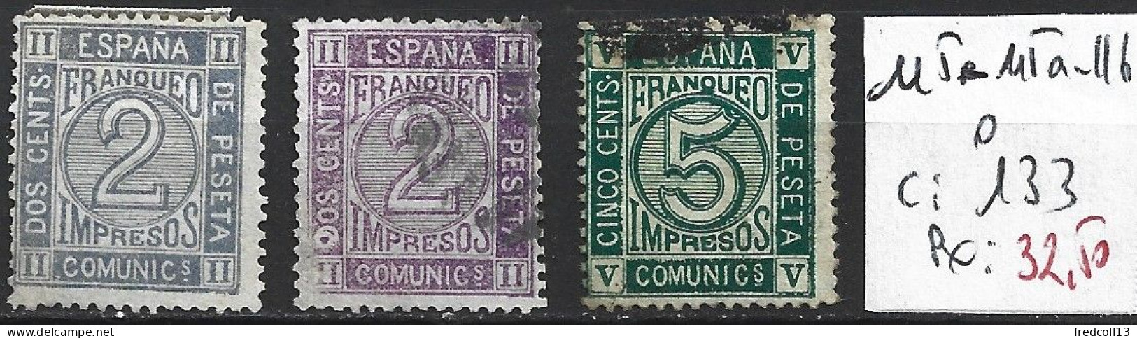 ESPAGNE 115-115a & 116 Oblitérés Côte 133 € - Gebruikt