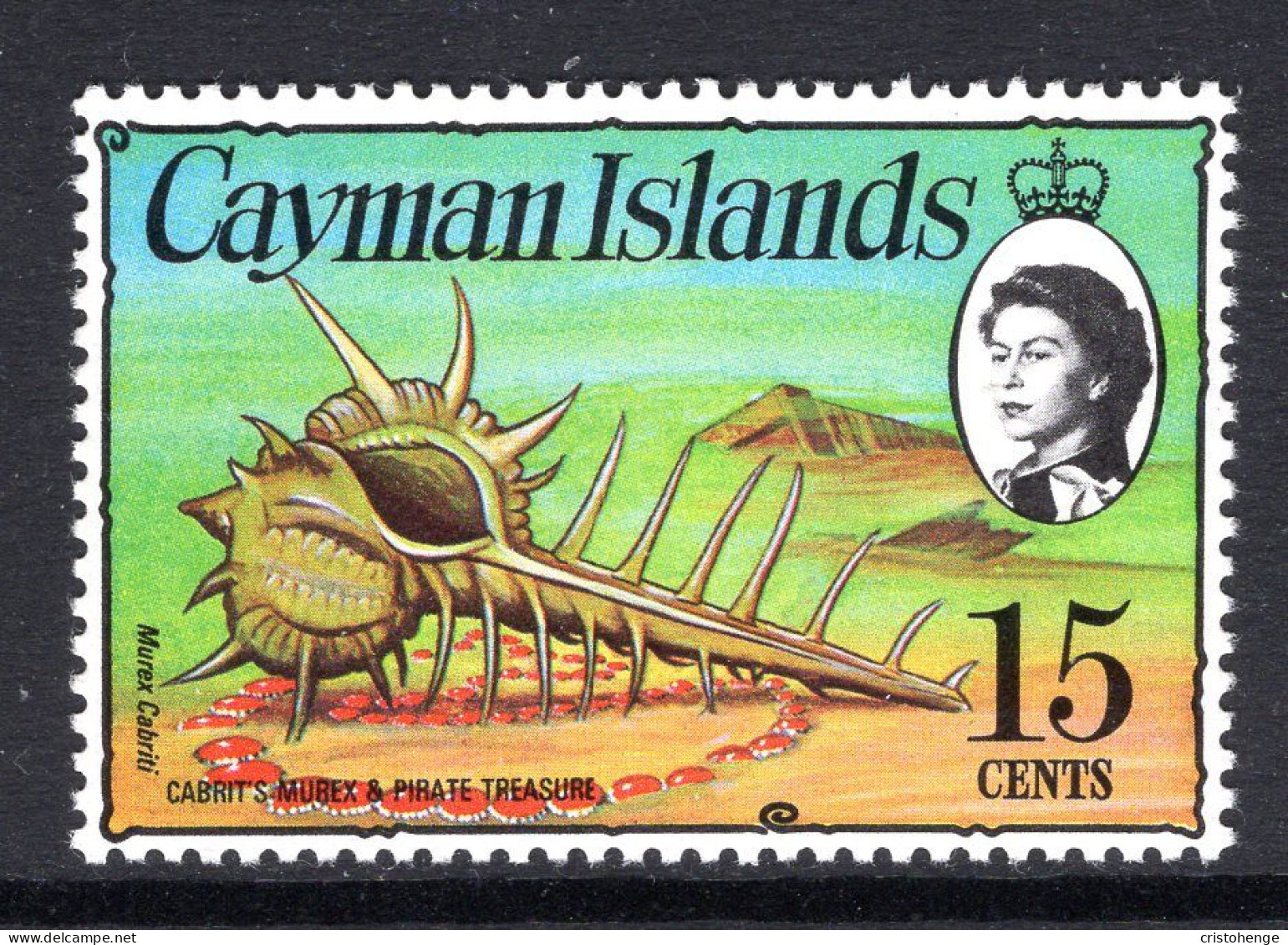 Cayman Islands 1974 Pirates, Treasure, & Marine Life - 1st Wmk. - 15c Murex & Treasure MNH (SG 354) - Cayman Islands