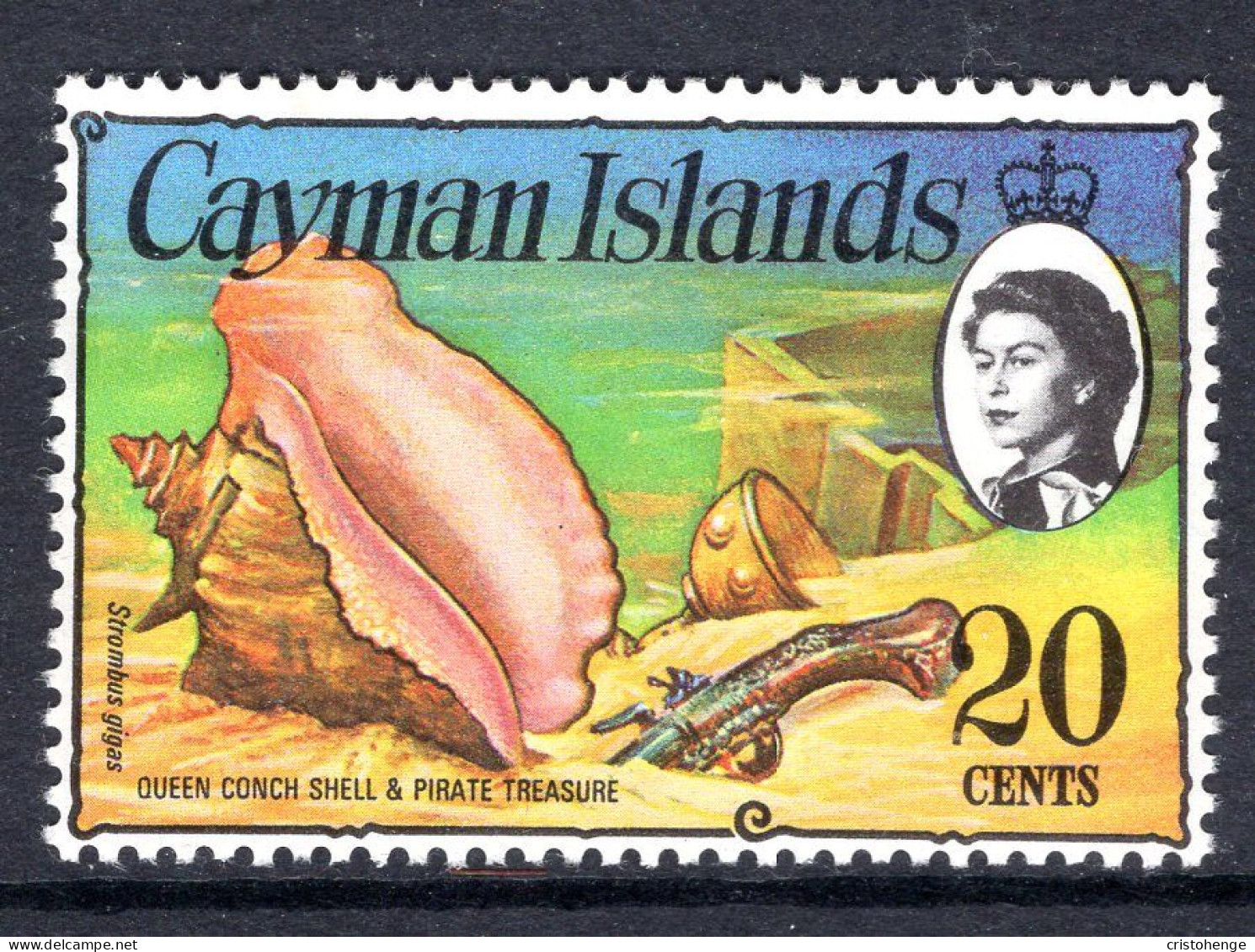 Cayman Islands 1974 Pirates, Treasure, & Marine Life - 1st Wmk. - 20c Conch & Treasure MNH (SG 355) - Cayman Islands