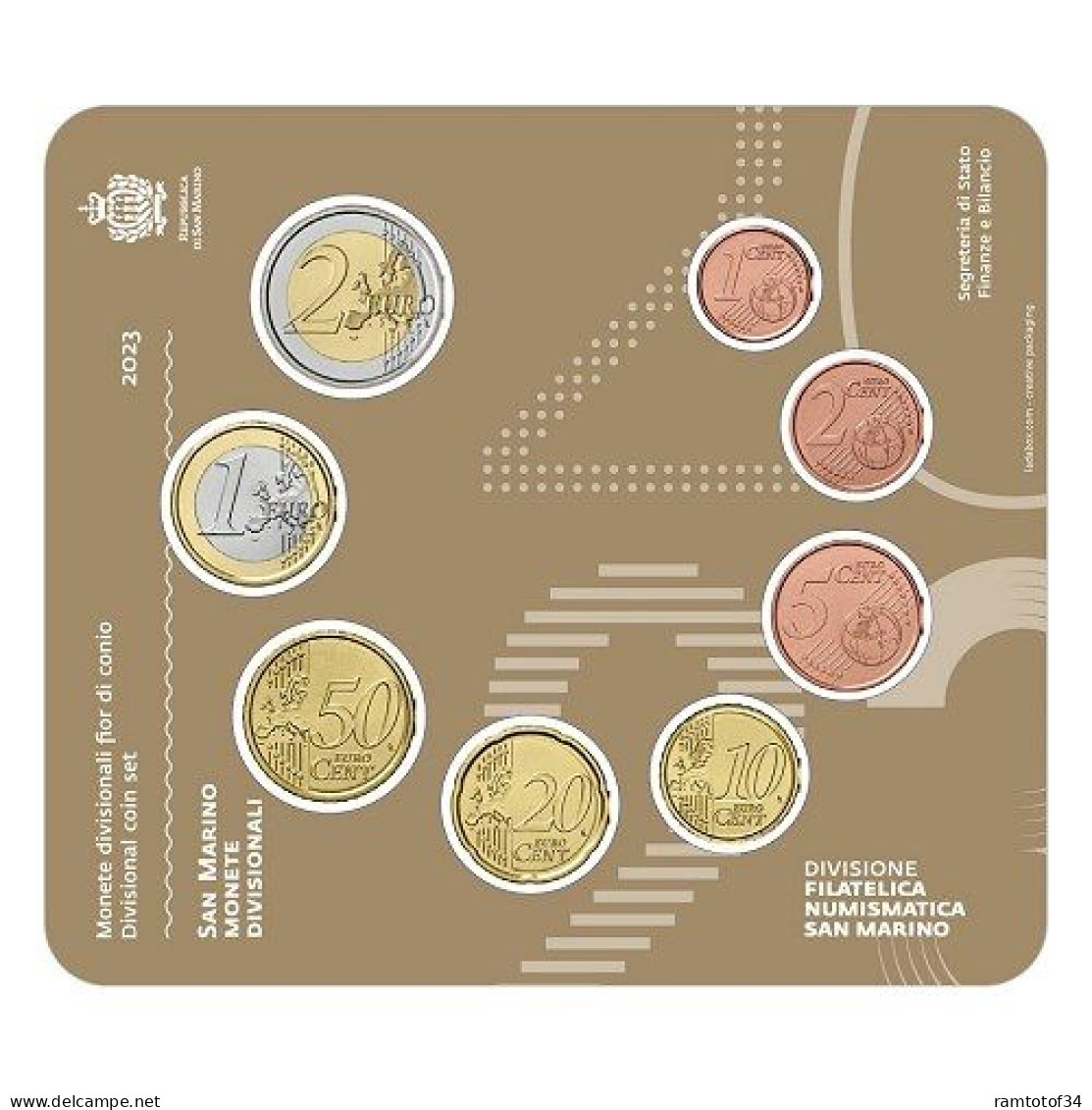 2023 SAN MARIN - Coffret Série Monnaies 8 Pièces BU - 1cts à 2 Euros - San Marino