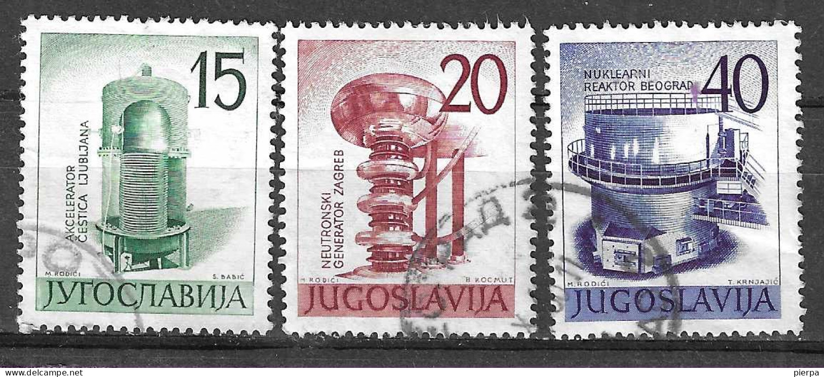 JUGOSLAVIA - 1960 - ENERGIA NUCLEARE - SERIE 3 VALORI - USATA ( YVERT 828\30 - MICHEL 927\9) - Oblitérés