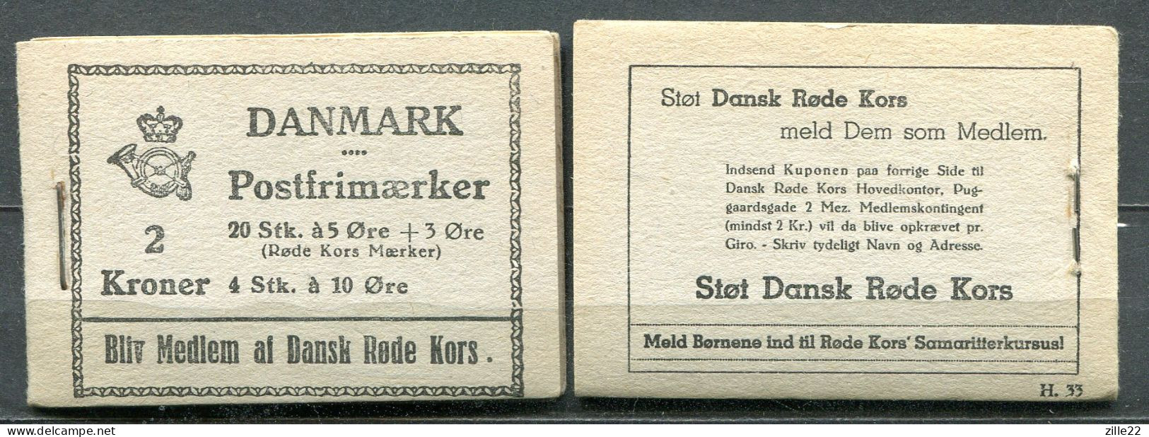 Dänemark Denmark 2 Kr Markenheft Handmade And Complete - Postfrisch/MNH - 1943 Red Cross Commercial H33 - Markenheftchen