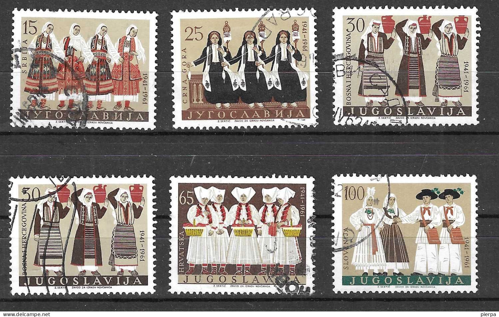 JUGOSLAVIA - 1961 - FOLKLORE - SERIE 6 VALORI - USATA ( YVERT 828\30 - MICHEL 964\9) - Used Stamps