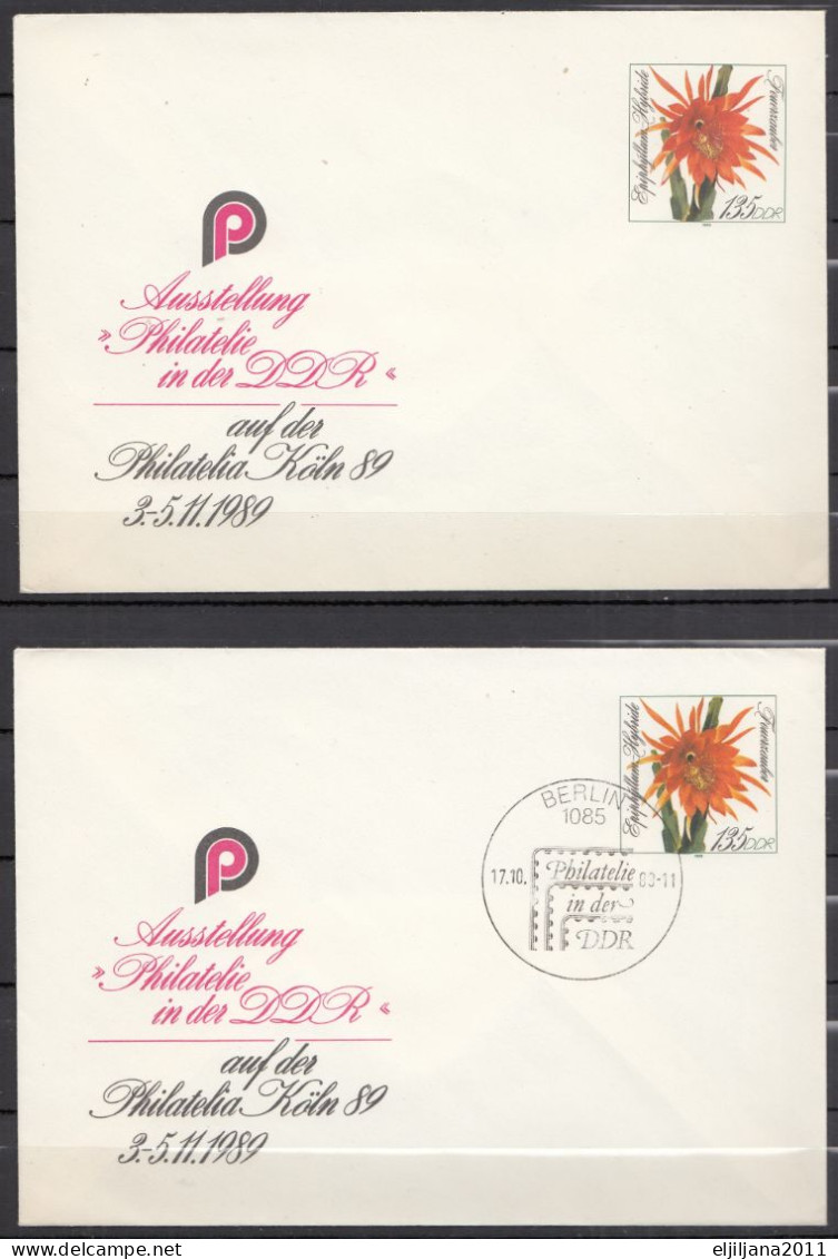⁕ Germany DDR 1989 ⁕ Ausstellung Philatelie KÖLN / Postal Stationery ⁕ 2v Unused Cover - Covers - Mint