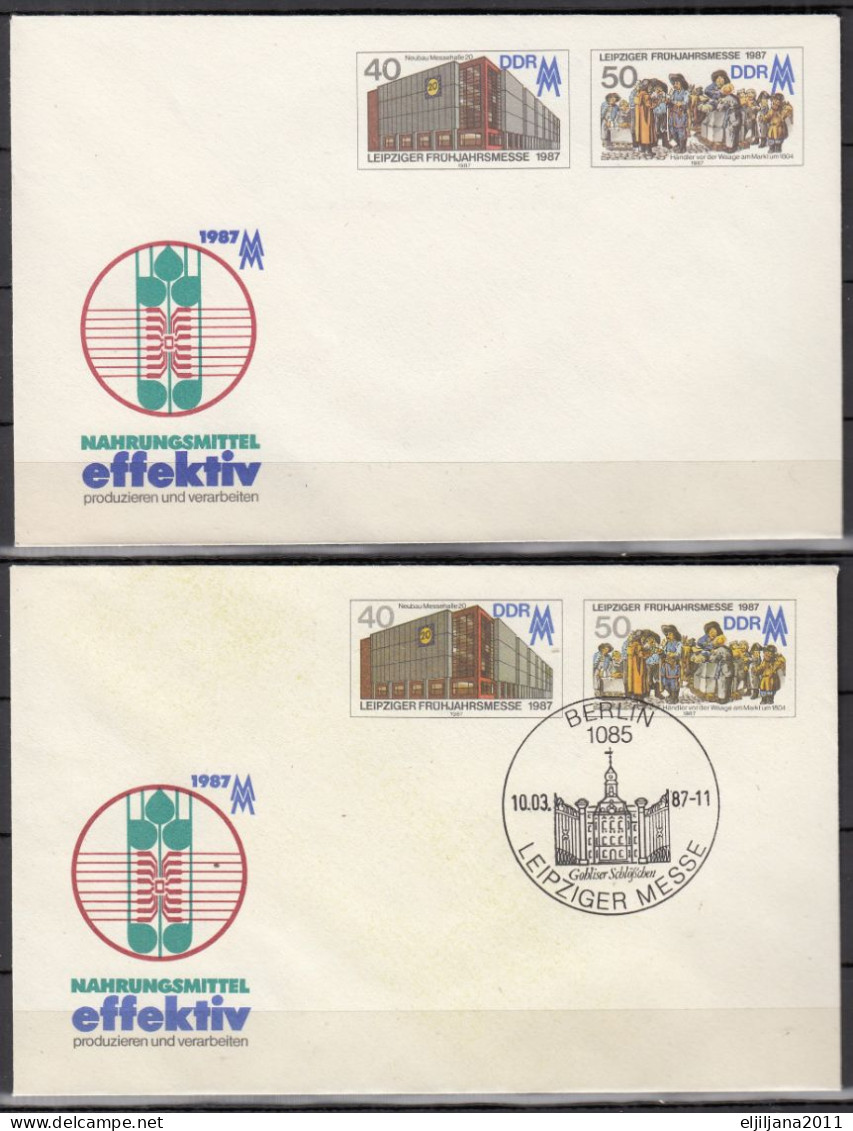 ⁕ Germany DDR 1987 ⁕ "effektiv" - Leipziger Frühjahrsmesse / Postal Stationery ⁕ 2v Unused Cover - Umschläge - Ungebraucht