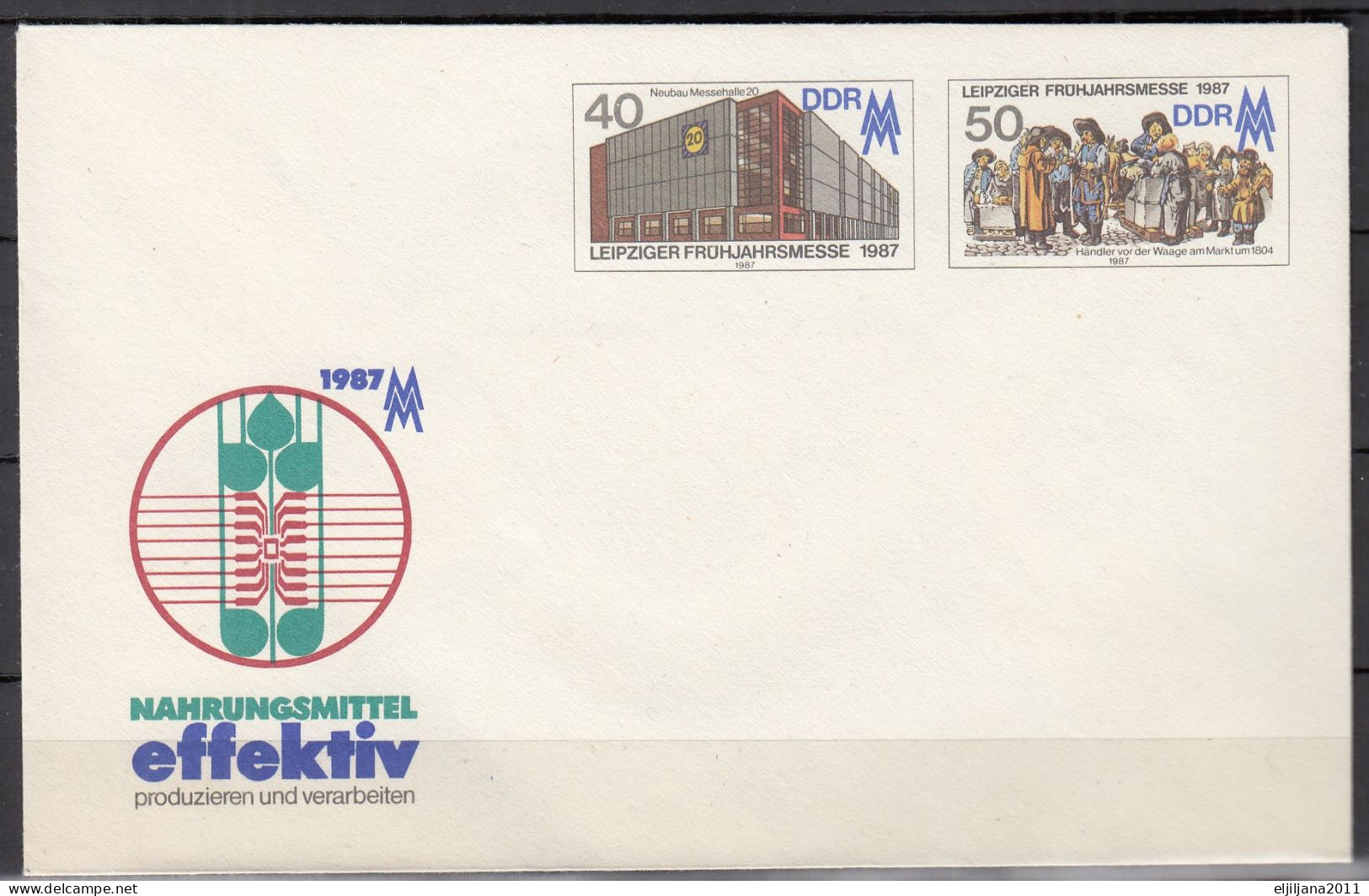 ⁕ Germany DDR 1987 ⁕ "effektiv" - Leipziger Frühjahrsmesse / Postal Stationery ⁕ 2v Unused Cover - Umschläge - Ungebraucht