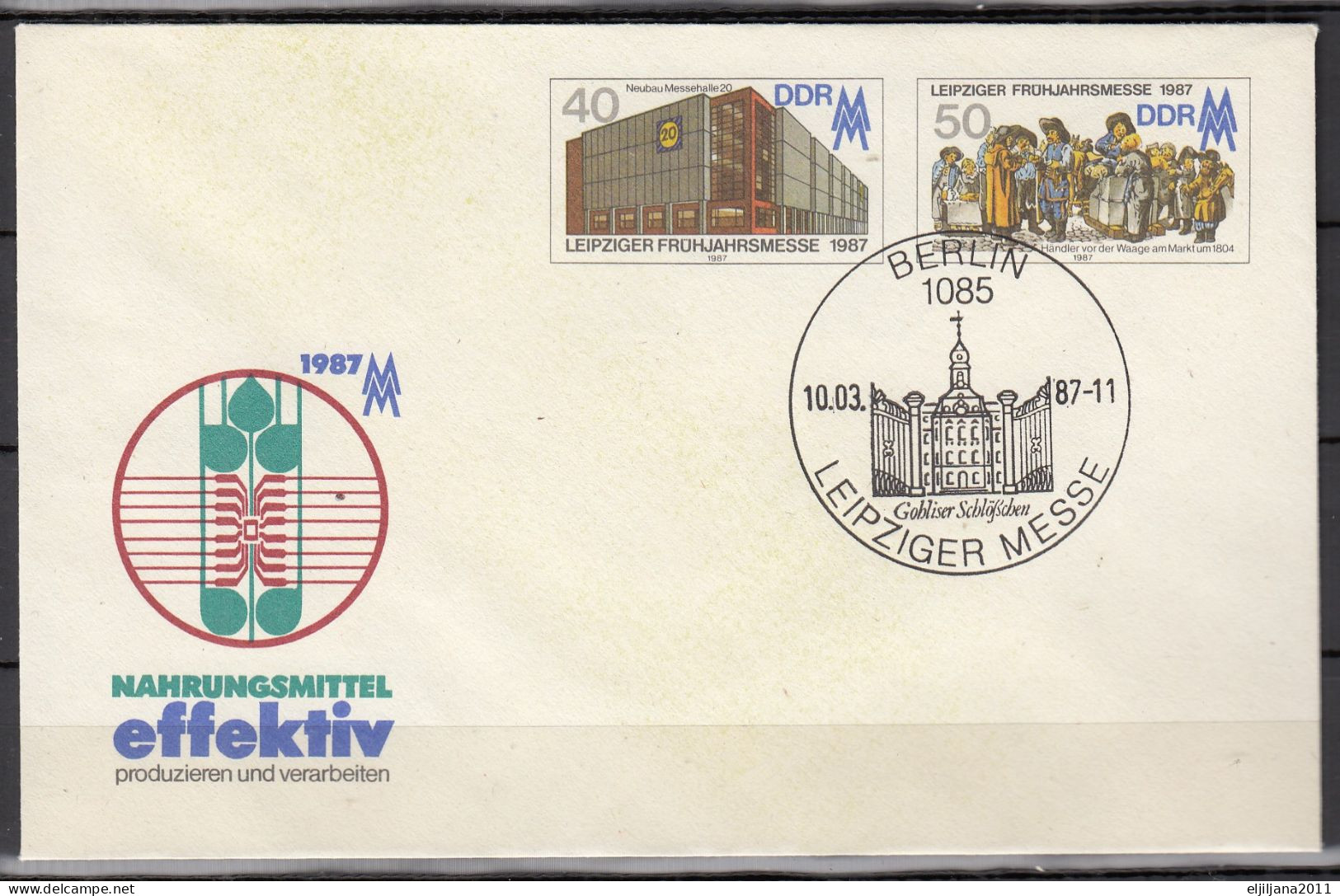 ⁕ Germany DDR 1987 ⁕ "effektiv" - Leipziger Frühjahrsmesse / Postal Stationery ⁕ 2v Unused Cover - Enveloppes - Neuves