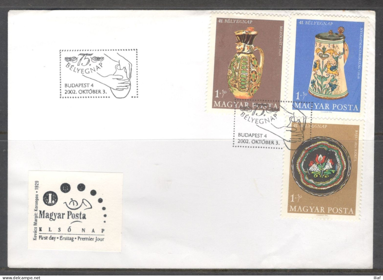 Hungary. 75 Belyngnap. Stamps Sc. B265-B268 On Envelope With 75th Stamps Day Cancellation.   Special Cancellation - Briefe U. Dokumente