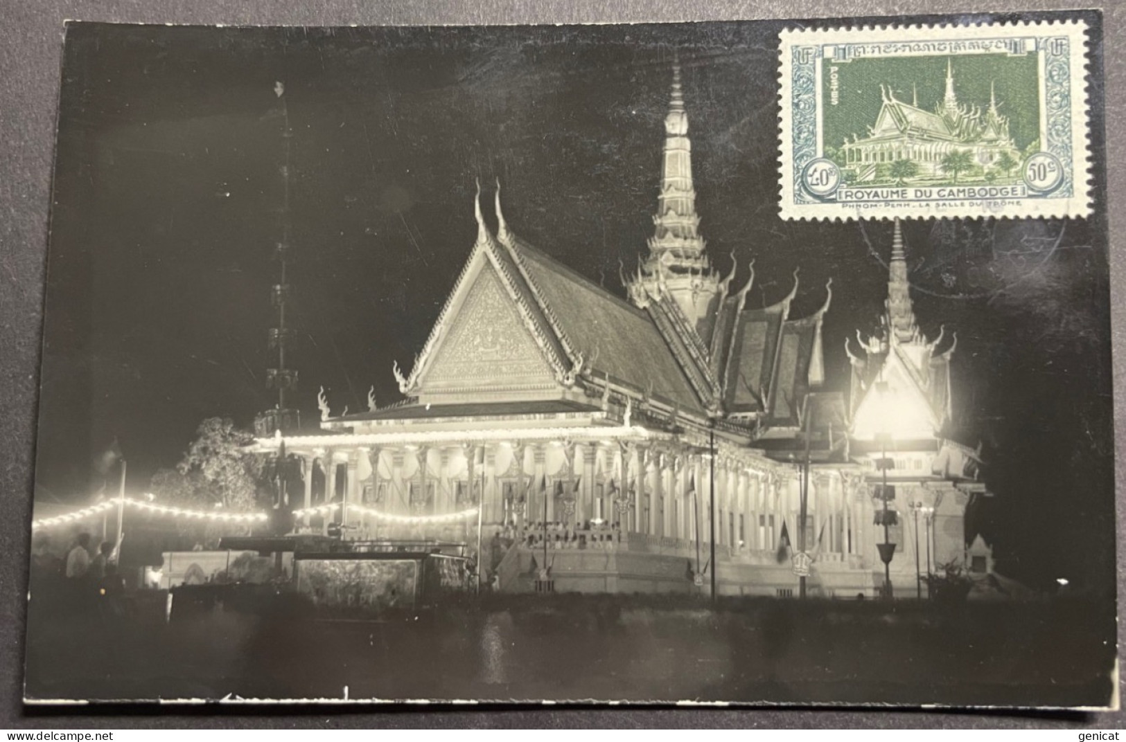 Carte Maximum 1953 N° 5 Phnom Penh La Salle Du Trône - Kambodscha