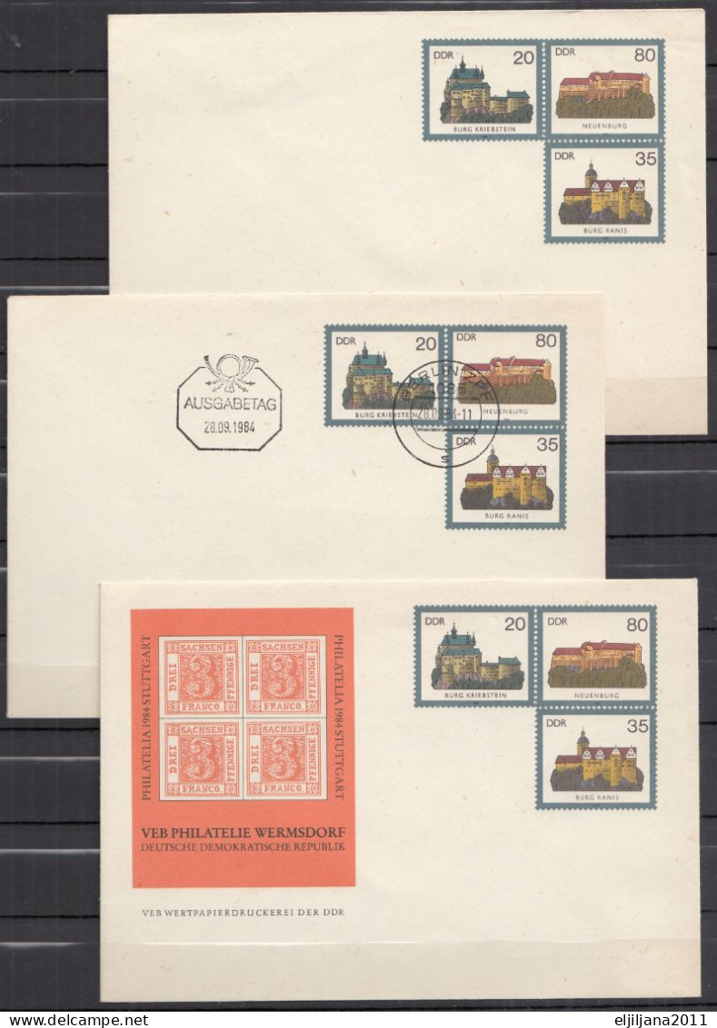 ⁕ Germany DDR 1984 ⁕ "Burgen Der DDR" / Postal Stationery ⁕ 3v Unused Cover FDC Ausgabetag / WERMSDORF - Buste - Nuovi