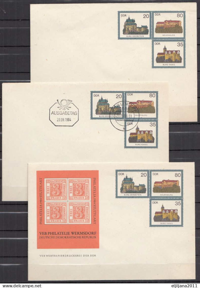 ⁕ Germany DDR 1984 ⁕ "Burgen Der DDR" / Postal Stationery ⁕ 3v Unused Cover FDC Ausgabetag / WERMSDORF - Covers - Mint