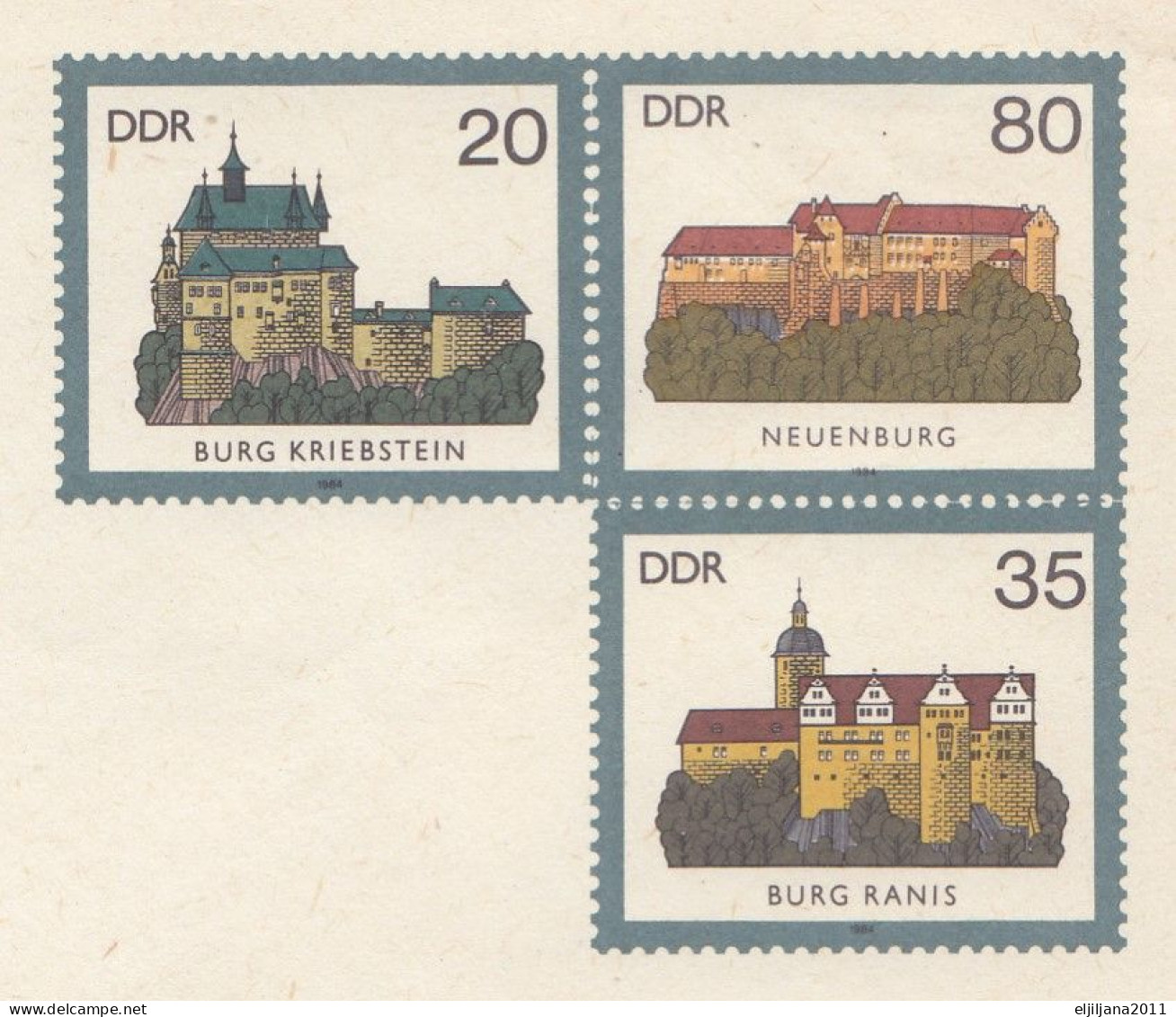 ⁕ Germany DDR 1984 ⁕ "Burgen Der DDR" / Postal Stationery ⁕ 3v Unused Cover FDC Ausgabetag / WERMSDORF - Buste - Nuovi