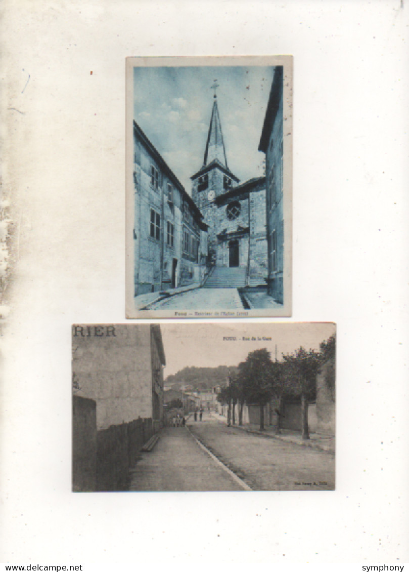 54. 2 CPA - FOUG -  Extérieur De L'église - Rue De La Gare -  Enfants - 1915 - 1936 - Scan Du Verso - - Foug