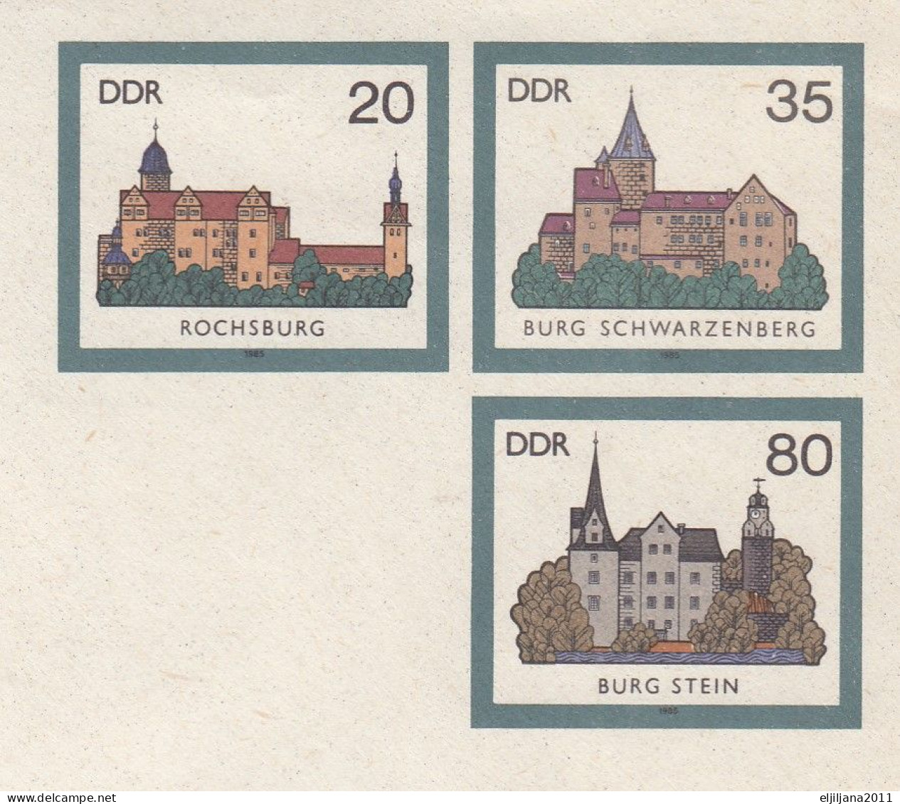 ⁕ Germany DDR 1985 ⁕ "Burgen Der DDR" / Postal Stationery ⁕ 3v Unused Cover FDC Ausgabetag / WERMSDORF - Umschläge - Ungebraucht