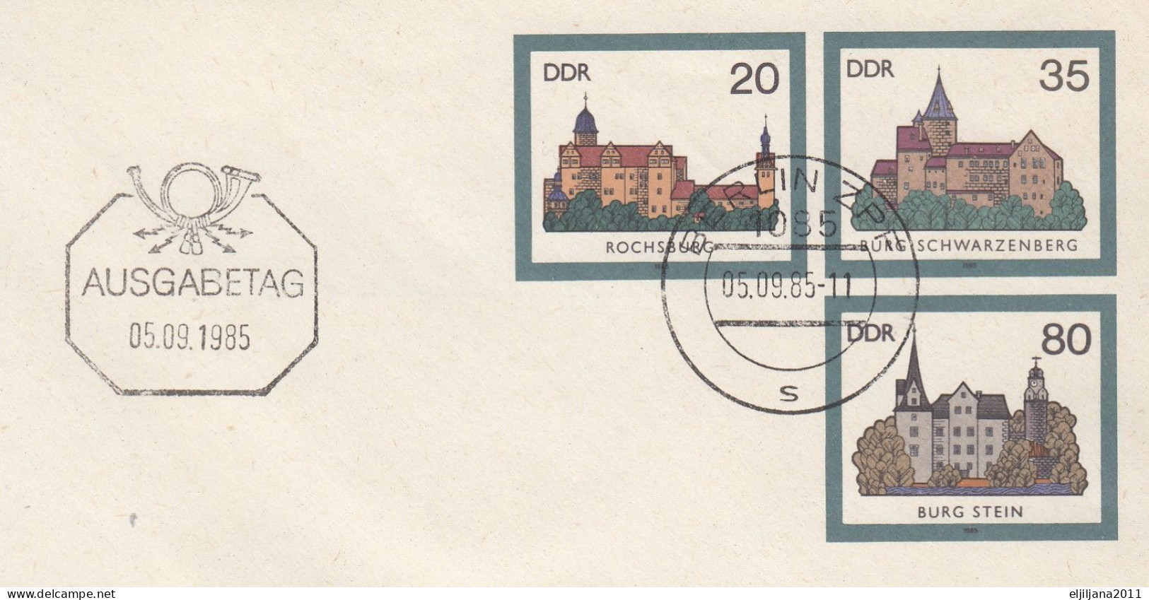 ⁕ Germany DDR 1985 ⁕ "Burgen Der DDR" / Postal Stationery ⁕ 3v Unused Cover FDC Ausgabetag / WERMSDORF - Buste - Nuovi