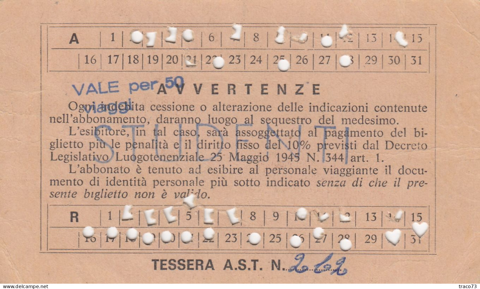 AZIENDA SICILIANA TRASPORTI / Autolinee Della Sicilia - Abbonamento Speciale _S. Flavia-Bagheria E Viceversa_ Ott. 1979 - Europe