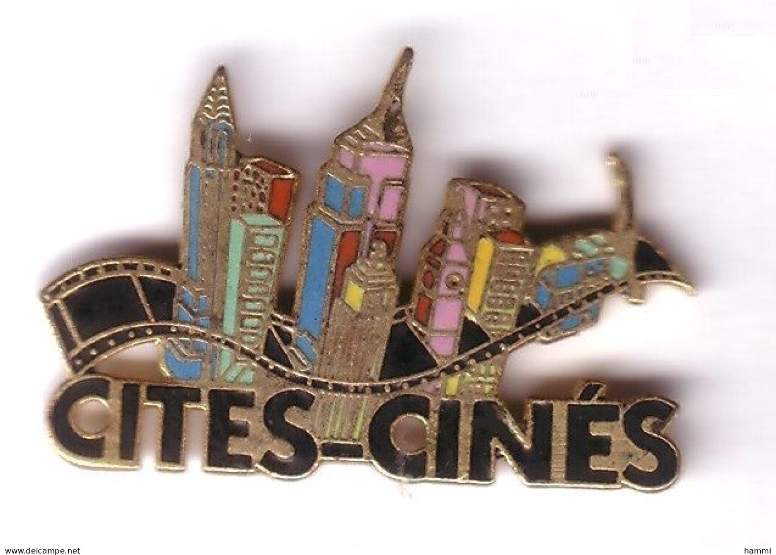 K35 Pin's CINÉMA CITES CINÉS NEW YORK Usa Superbe EGF Signé CORNER Achat Immédiat Immédiat - Cinéma