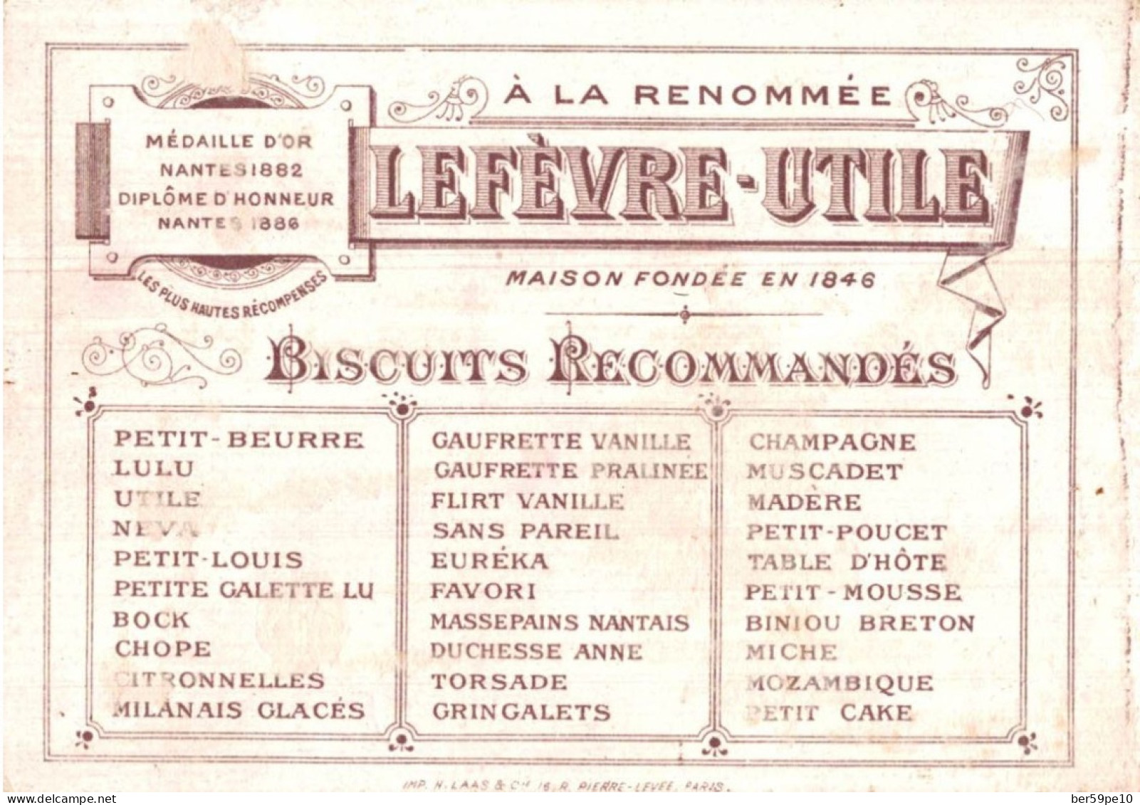 CHROMO BISCUITS LEFEVRE-UTILE LU NANTES / COIFFES BLASON ITALIE - Lu