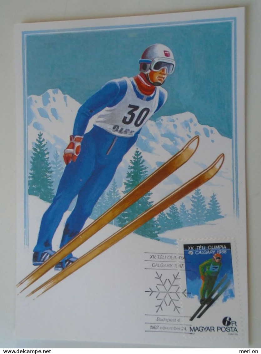 D200231   Hungary, 1987, 6 Maximum Cards, Winter Olympic Games At Calgary, FDC, Budapest, 24-11-87 - Hiver 1988: Calgary