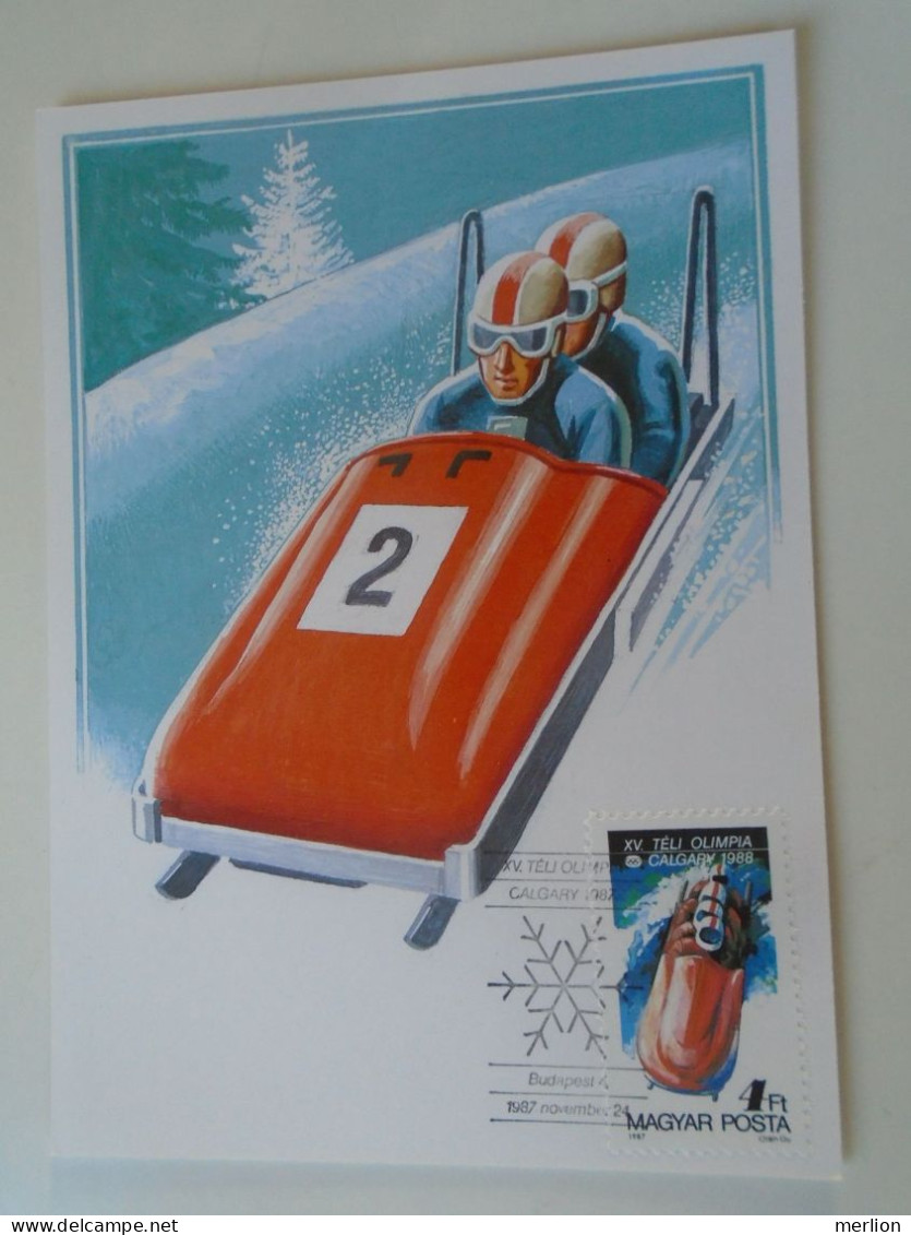 D200231   Hungary, 1987, 6 Maximum Cards, Winter Olympic Games at Calgary, FDC, Budapest, 24-11-87