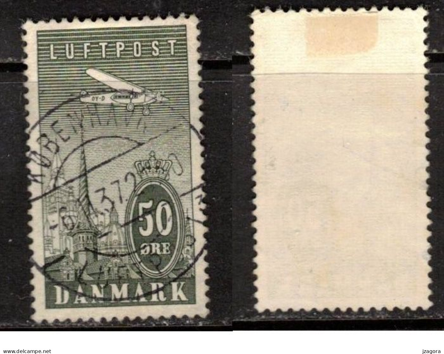 AVION AIR MAIL FLUGPOST DENMARK DANMARK DÄNEMARK  DANEMARK 1934 Mi 220  YT YV Y&T 9 - Luchtpostzegels