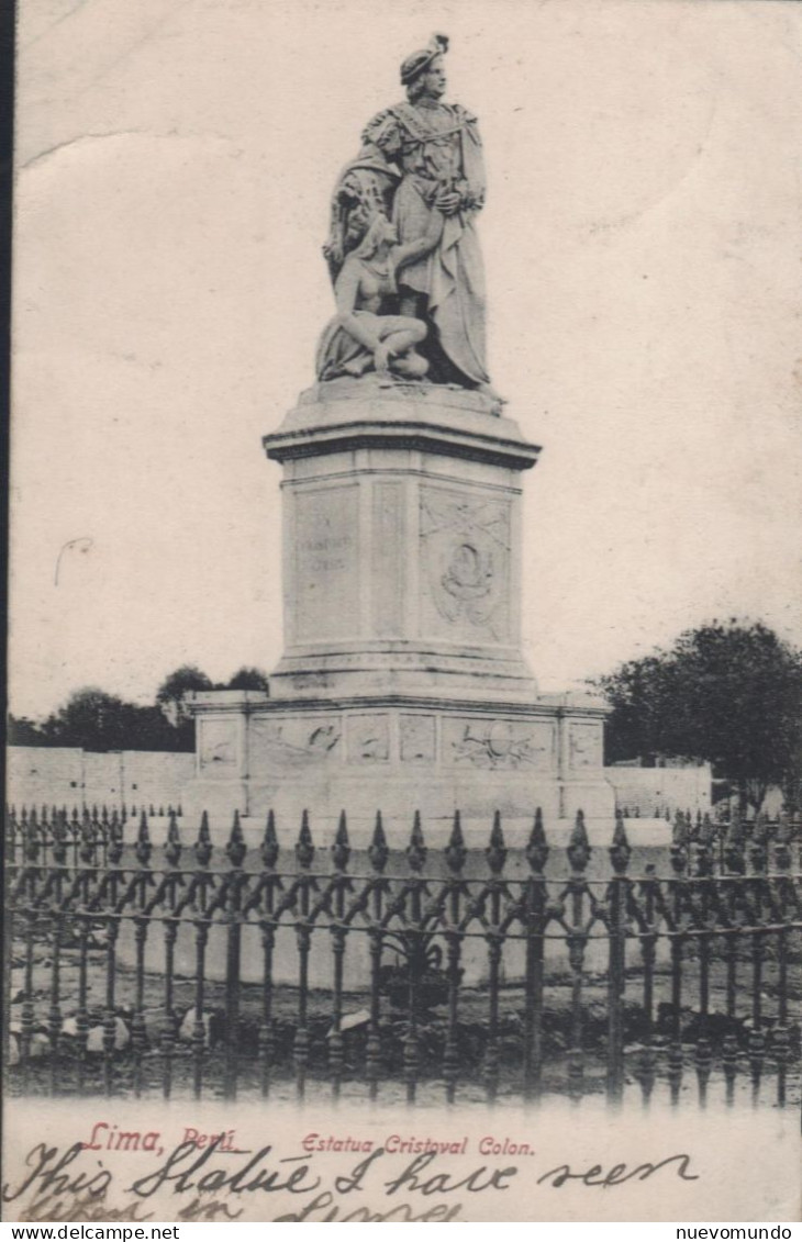 Lima.Estatua De Cristóbal Colón,Editor Eduardo Polack - Pérou