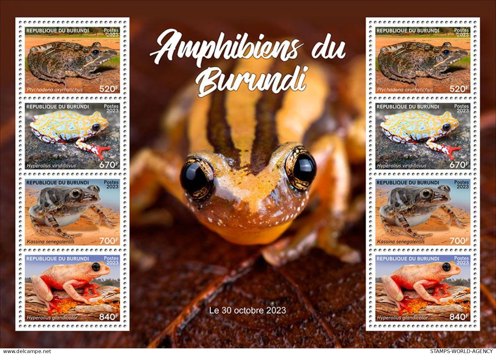 2023-11 - BURUNDI- AMPHIBIANS & REPTILES  I         8V  MNH** - Grenouilles