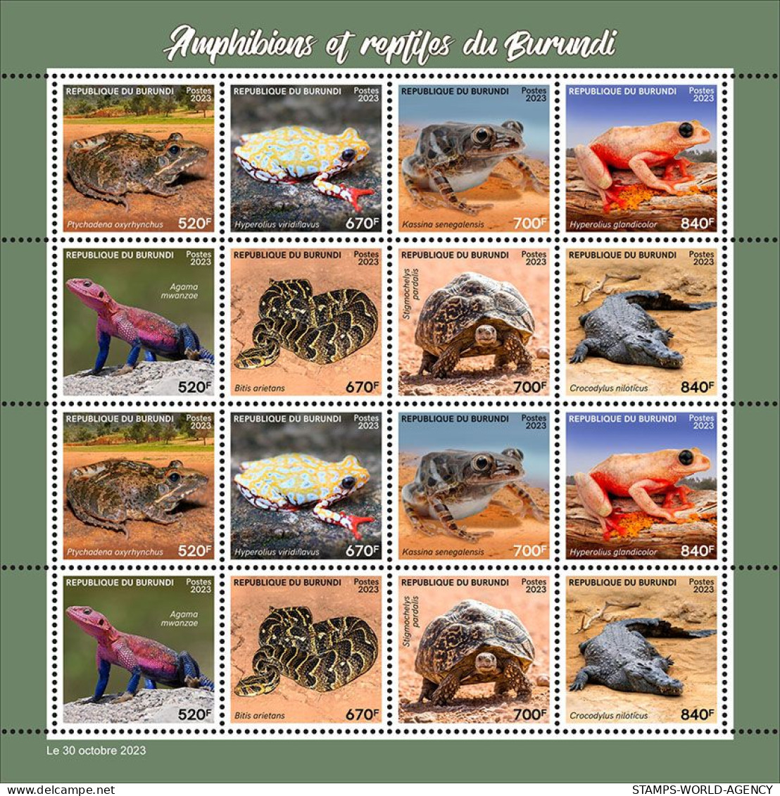 2023-11 - BURUNDI- AMPHIBIANS & REPTILES           16V  MNH** - Grenouilles