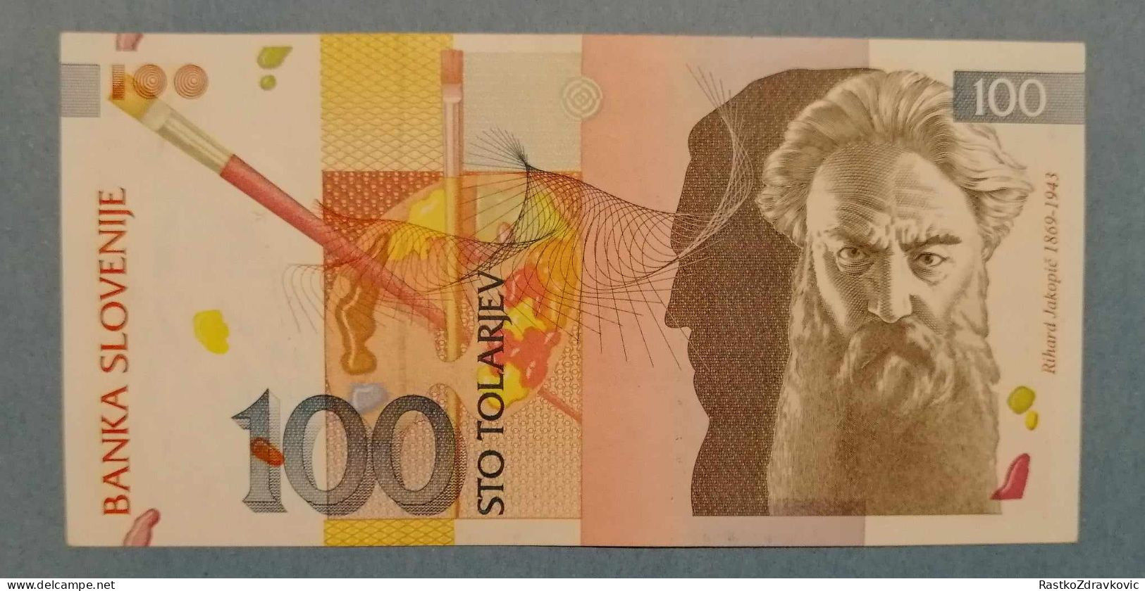 SLOVENIA+100 TOLARJEV-1992 AA SERIE+BANKNOTE+VINTAGE+UNC - Slovenia