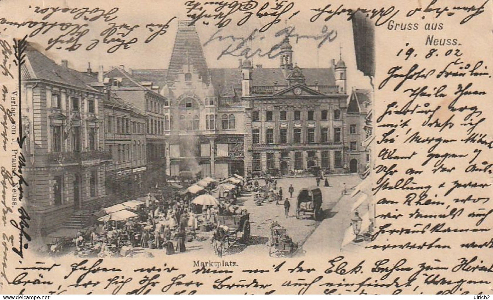 AK Gruss Aus Neuss - Marktplatz - 1902  (66707) - Neuss