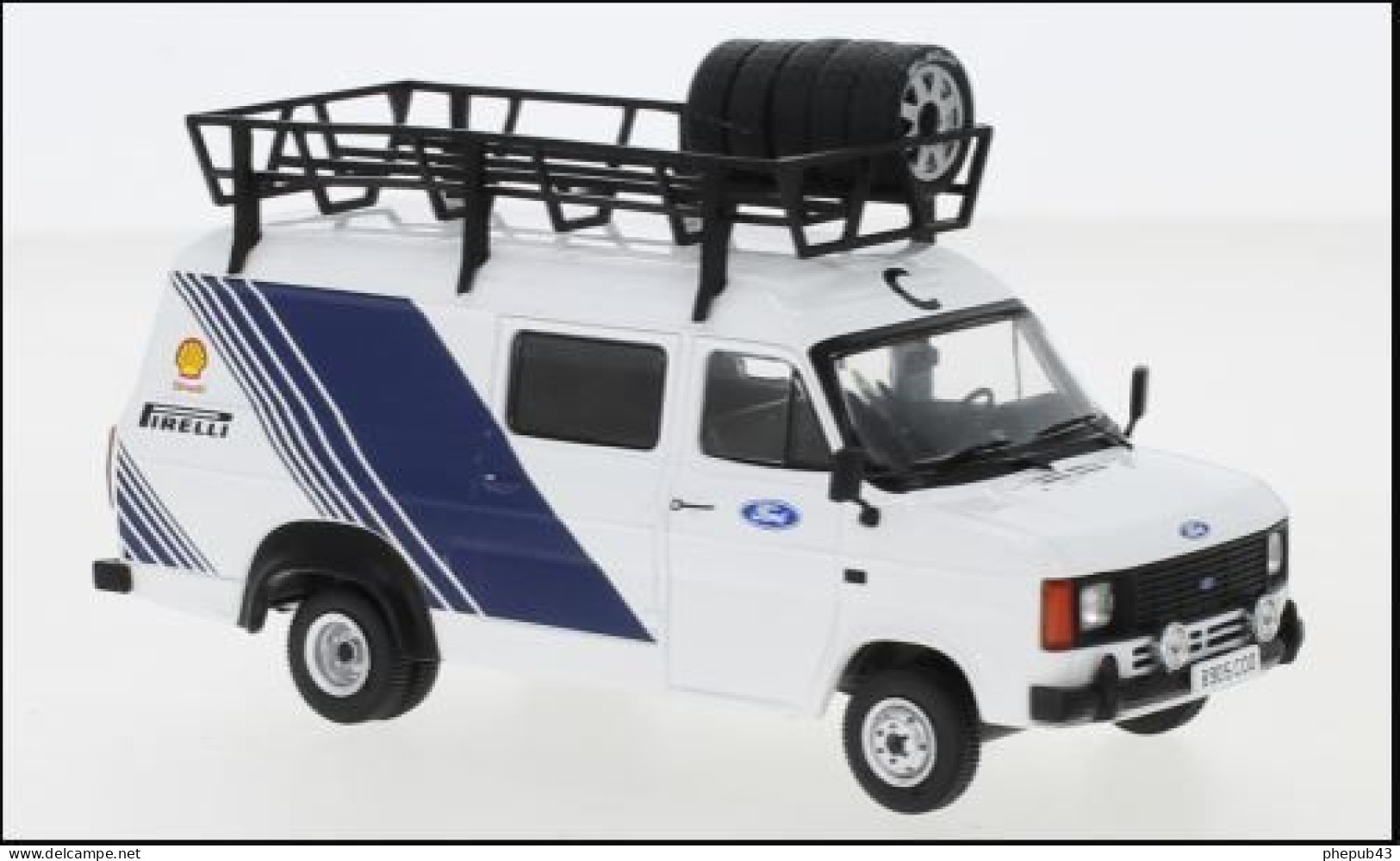 Ford Transit MK II - Team Ford + Roof Accessories & Tyres - 1986 - White & Blue - Ixo - Ixo