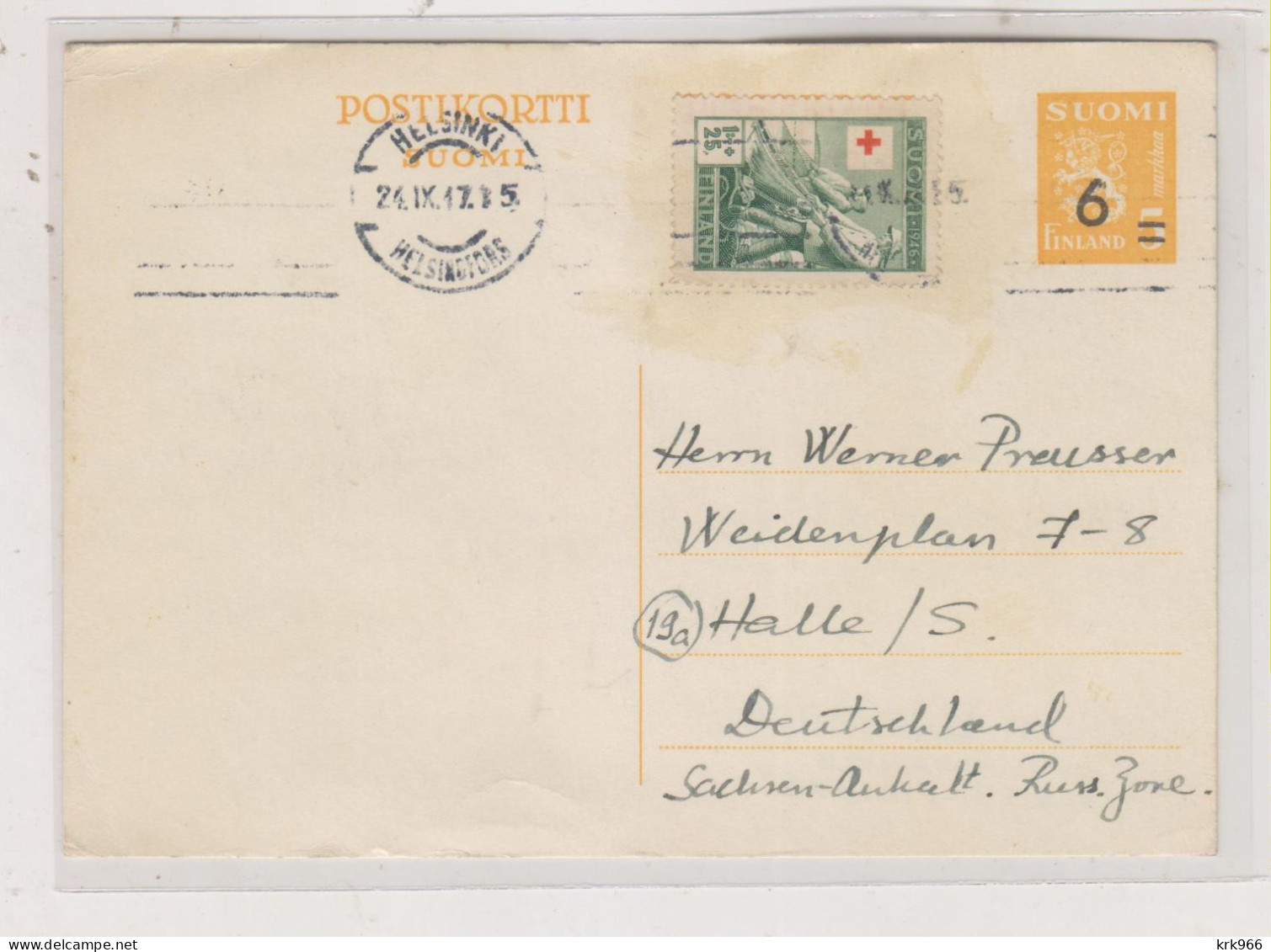 FINLAND 1947 HELSINKI 1947 Postal Stationery To Germany - Covers & Documents