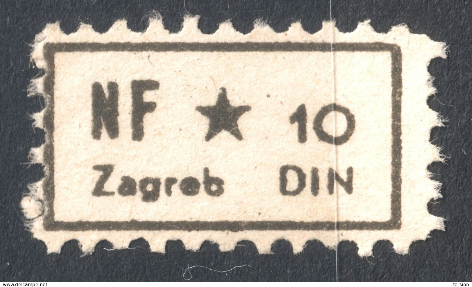 People's Front  Of Communist CROATIA - Narodni Front Hrvatske NF 1949 Yugoslavia Membership Revenue Vignette Label 10 D - Servizio