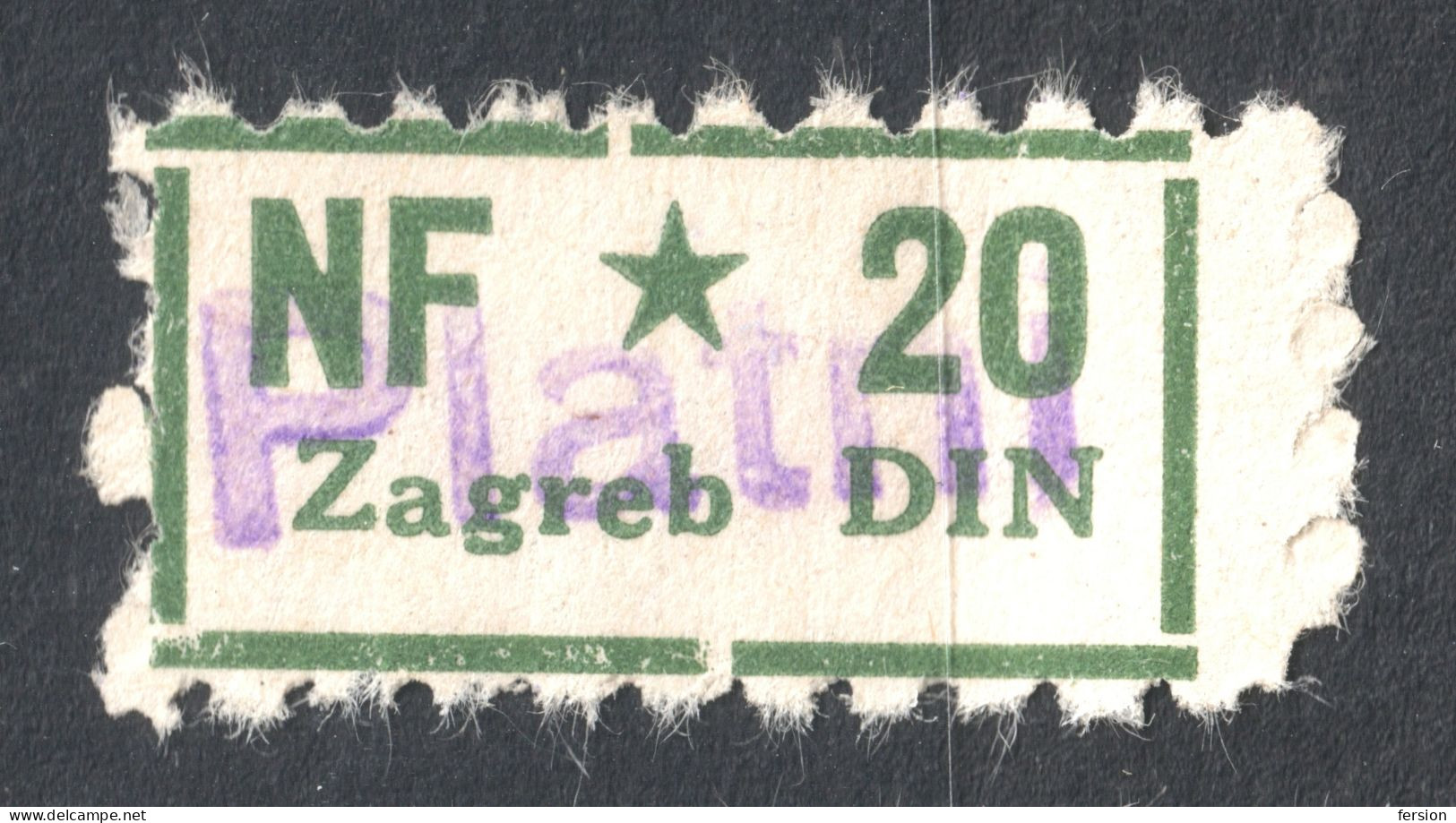 People's Front  Of Communist CROATIA - Narodni Front Hrvatske NF 1950 1940 Yugoslavia Membership Revenue Vignette Label - Officials