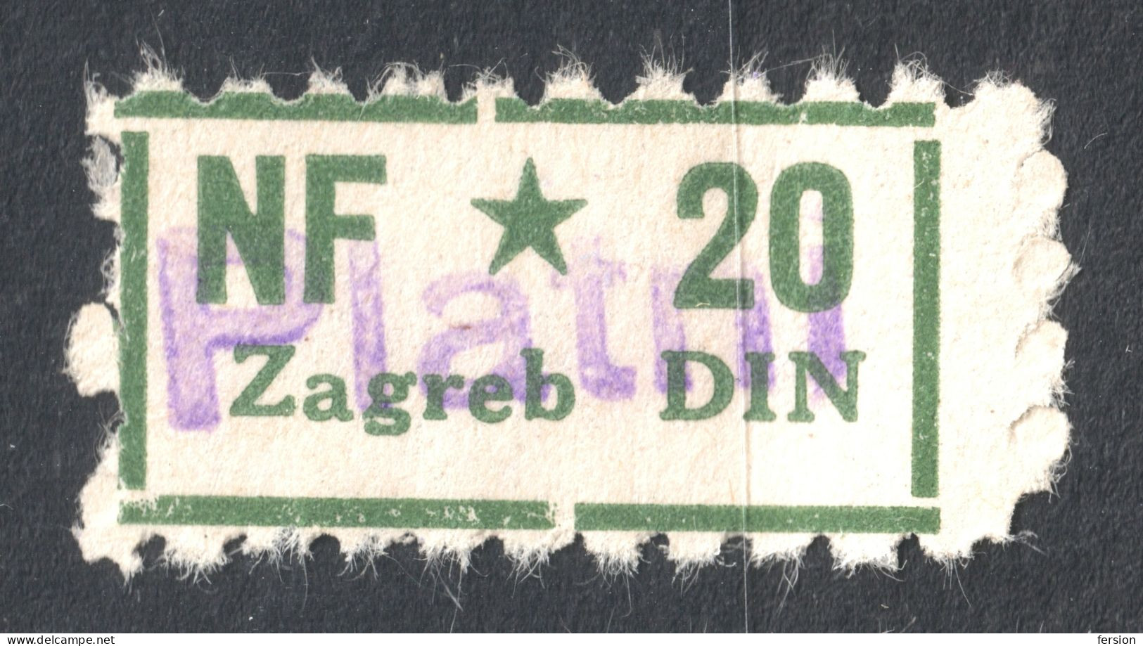 People's Front  Of Communist CROATIA - Narodni Front Hrvatske NF 1950 1940 Yugoslavia Membership Revenue Vignette Label - Oficiales