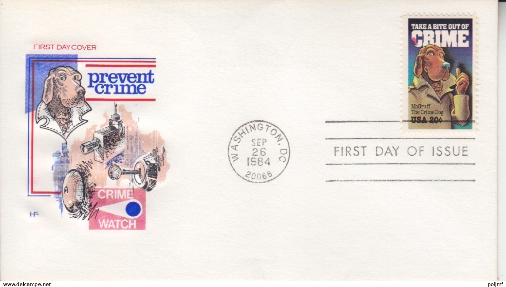 FDC "Prevent Crime" Obl. Washington Le 26 Sep 1984 Sur N° 1550 "Chien Détective" - Covers & Documents