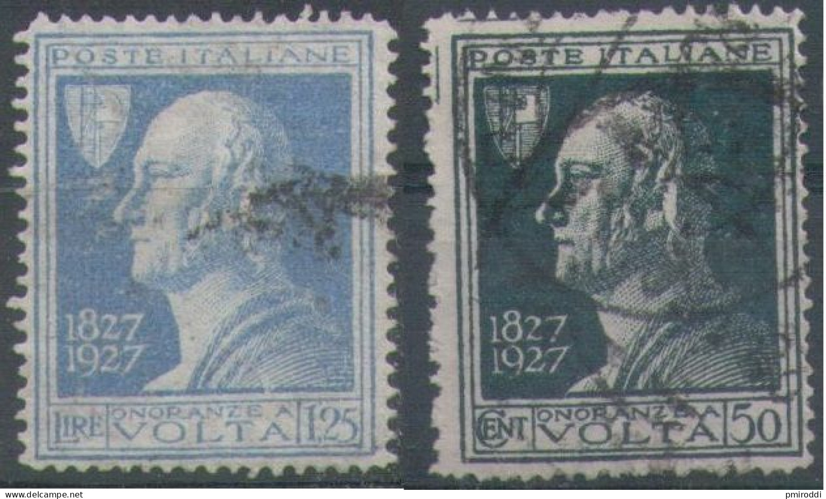 1927 Volta 50 C E 1,25 L, Usati, Sassone 211-213 - Oblitérés