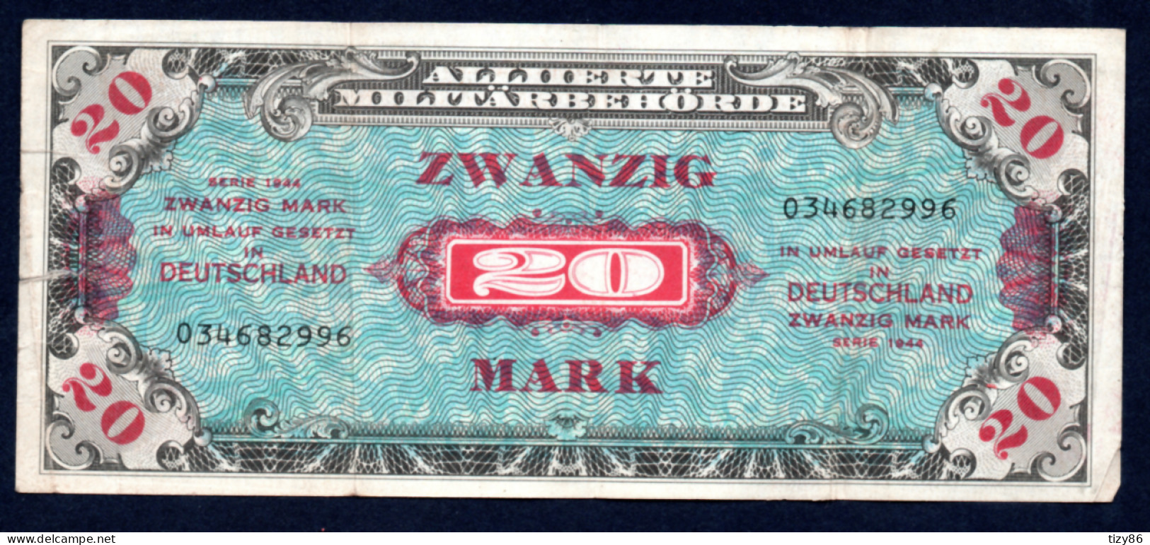 Banconota Germania 20 Mark - Serie 1944 - 2° Guerra Mondiale