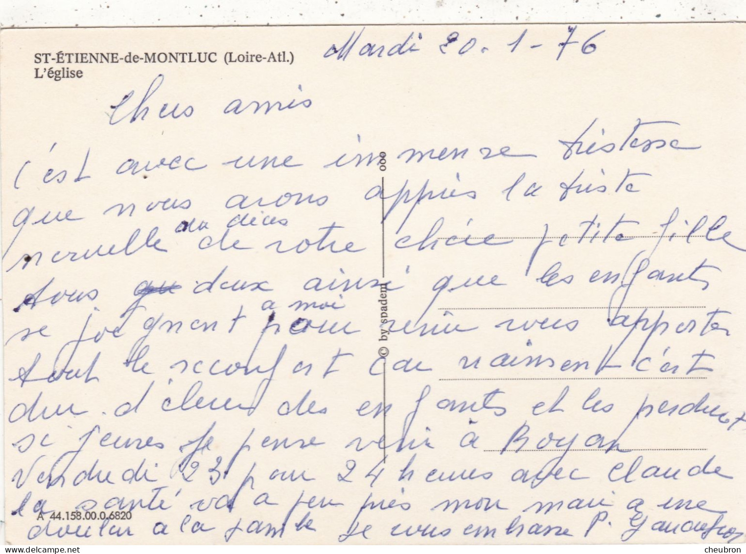 44. SAINT ETIENNE DE MONTLUC. CPSM.  VUE GENERALE AERIENNE. + TEXTE ANNEE 1976 - Saint Etienne De Montluc