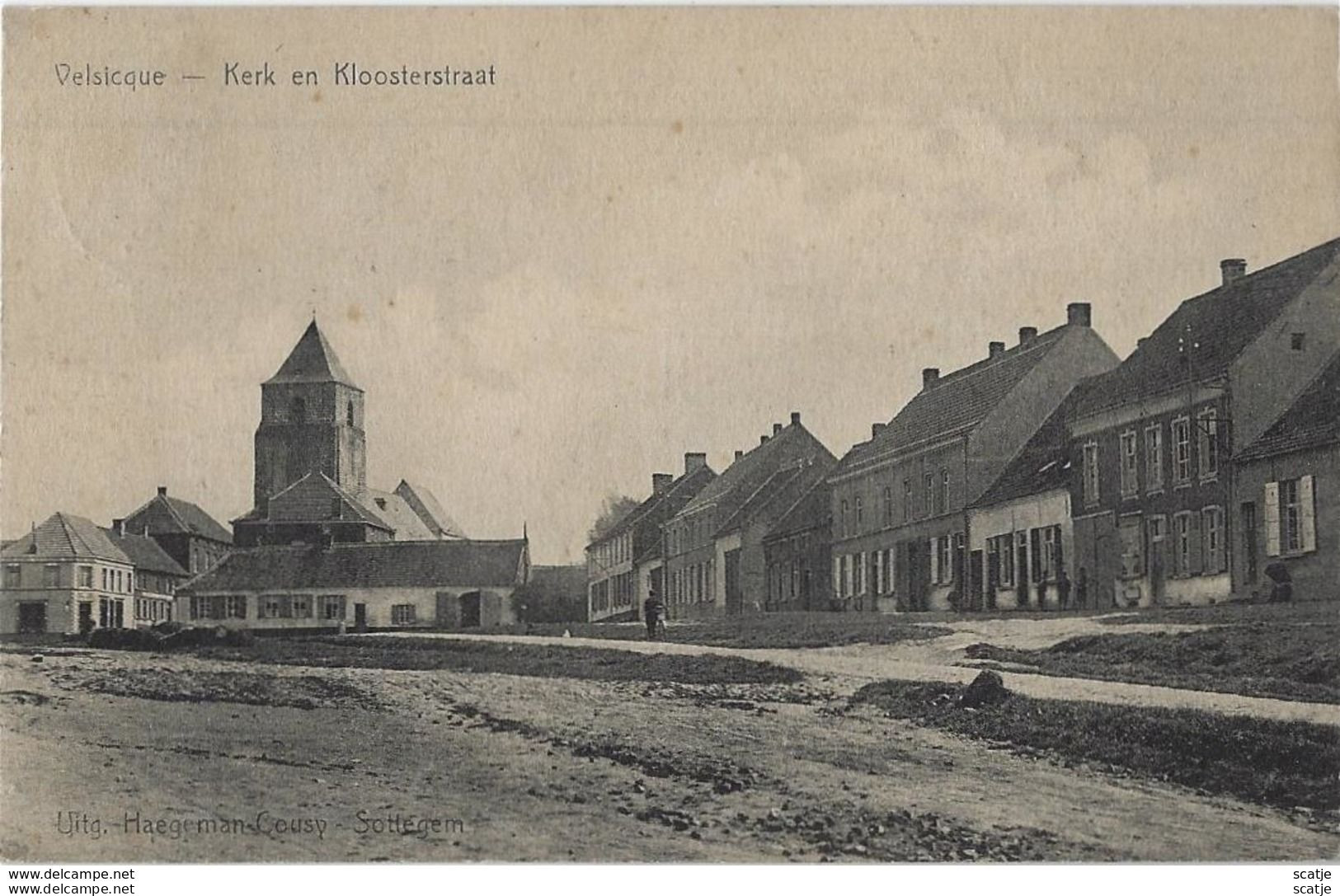 Velsicque   -   Kerk En Kloosterstraat.   -   1926   Velsique-Ruddershove   Naar   Gand - Zottegem