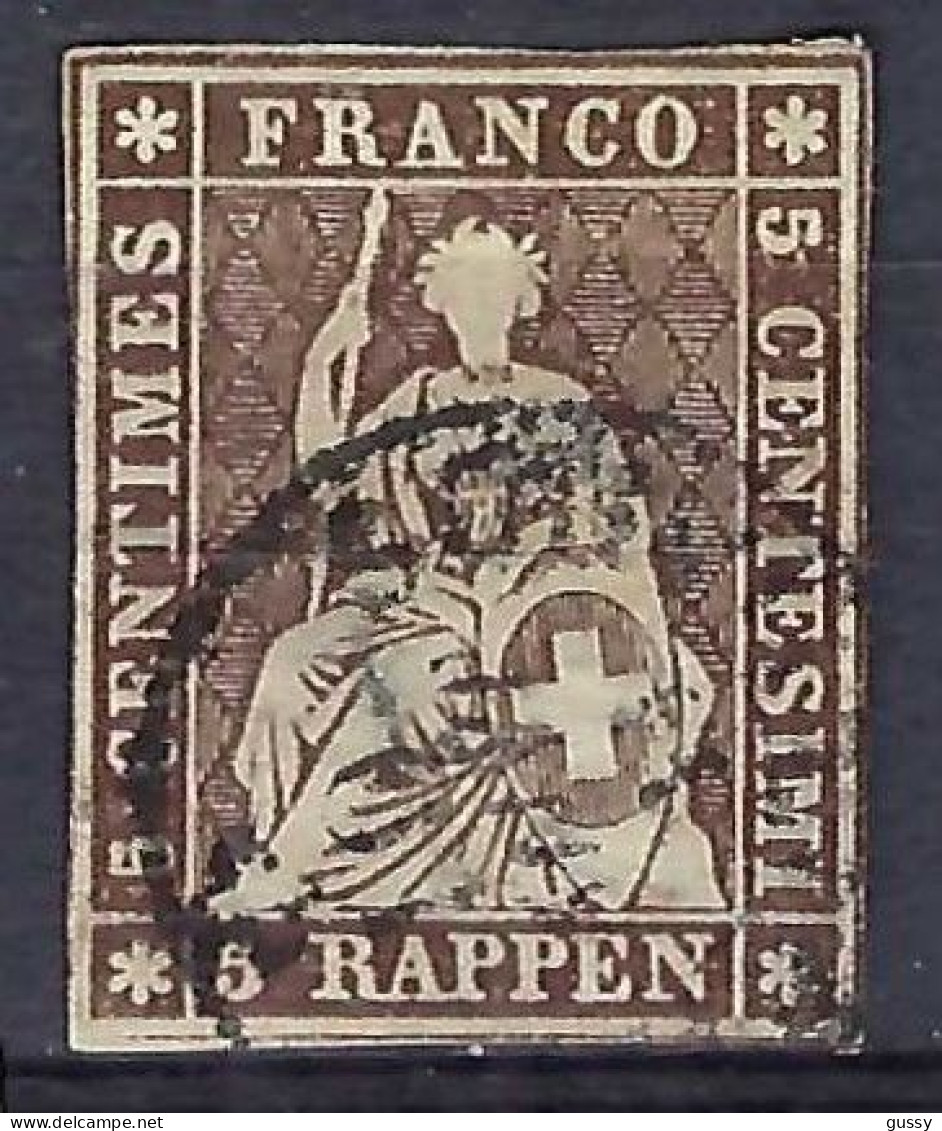 SUISSE Ca.1862:  Le ZNr. 22G Obl. CAD, Aminci - Usati