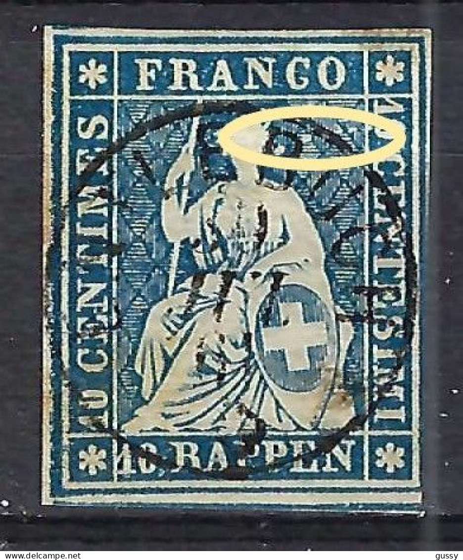 SUISSE Ca.1857-62:  Le ZNr. 23G2.01 B Obl. CAD "Entlebuch", 4 M. Blanches, TB Var. "La Comète", Forte Cote - Used Stamps