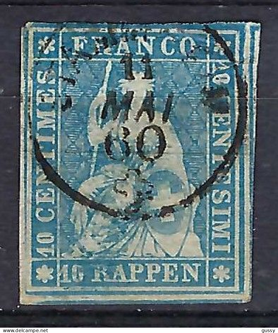 SUISSE Ca.1860:  Le ZNr. 22G Obl. CAD, 4 M., Aminci - Usati