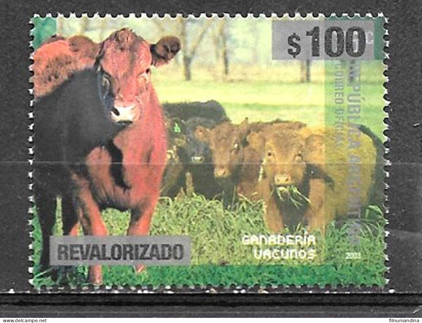 #75341 ARGENTINA 2023 NEW EMERGENCY OVERPRINTED REVALORIZADO  DEFINITIVES 100 Ps FAUNA CATTLE MNH SCARCE - Neufs