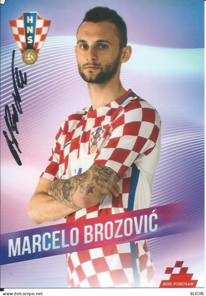 Trading Cards KK000400 - Football Soccer Calcio Hrvatska Croatia 10.5cm X 13cm HANDWRITTEN SIGNED: Marcelo Brozovic - Trading Cards