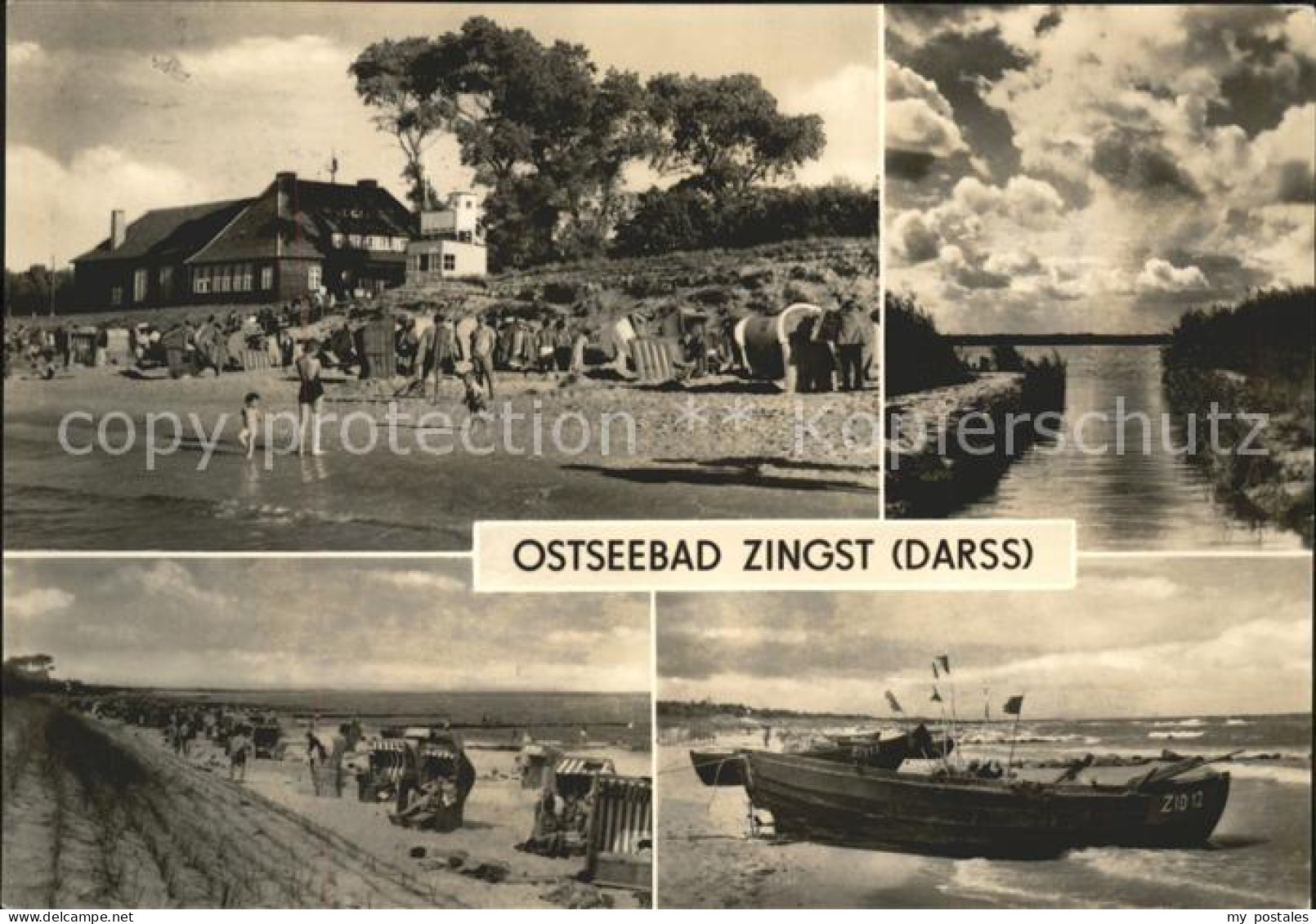 41608086 Zingst Ostseebad Badestrand Kleiner Bootshafen Fischerboot Abendstimmun - Zingst