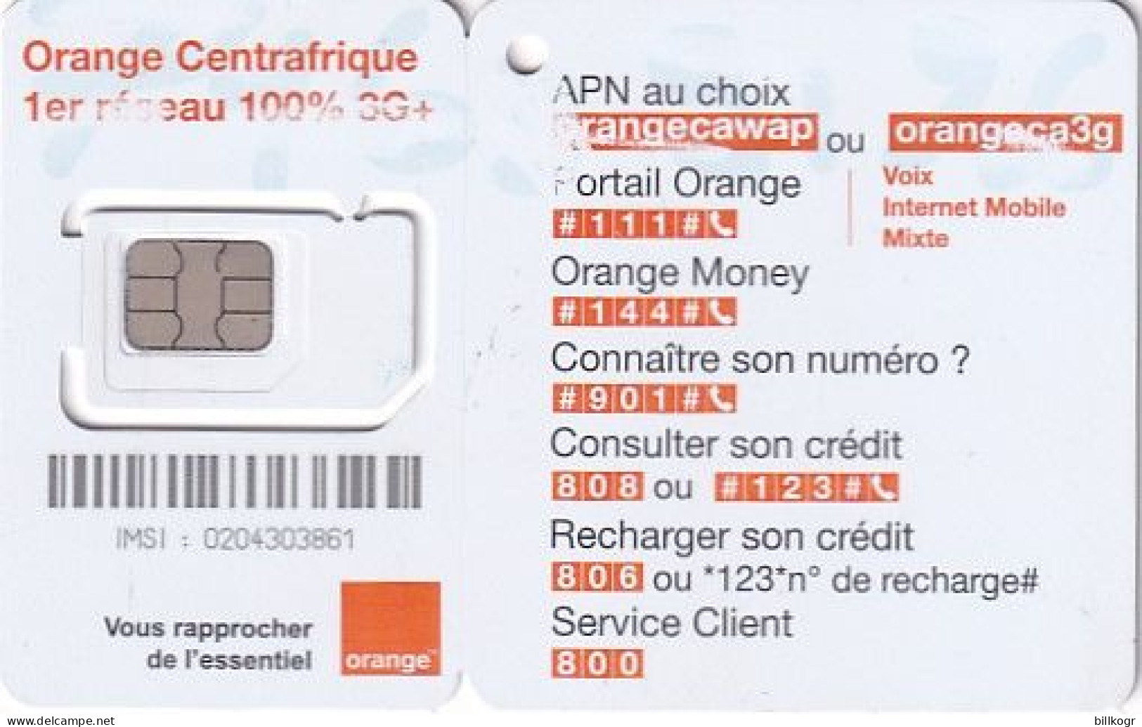 CENTRAL AFRICAN REPUBLIC - Orange GSM, Mint - Zentralafrik. Rep.